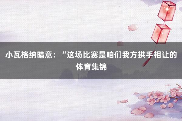 小瓦格纳暗意：“这场比赛是咱们我方拱手相让的体育集锦