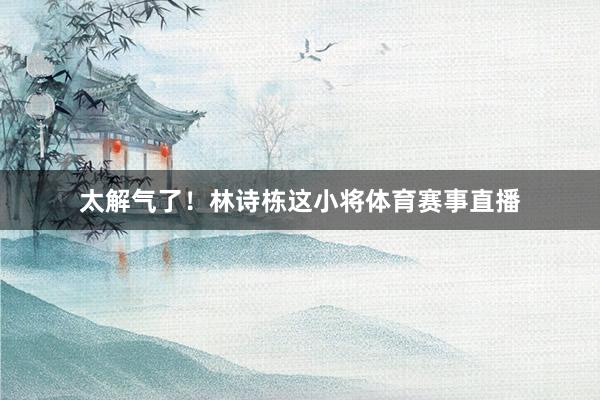 太解气了！林诗栋这小将体育赛事直播