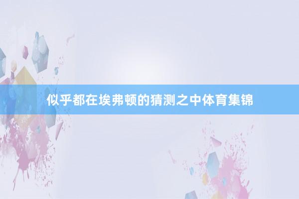 似乎都在埃弗顿的猜测之中体育集锦